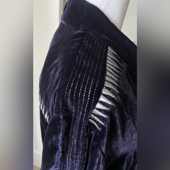 Zadig & Voltaire dark Purple velvet Long Sleeve Dress with Tie Waist - Picture 15 of 16